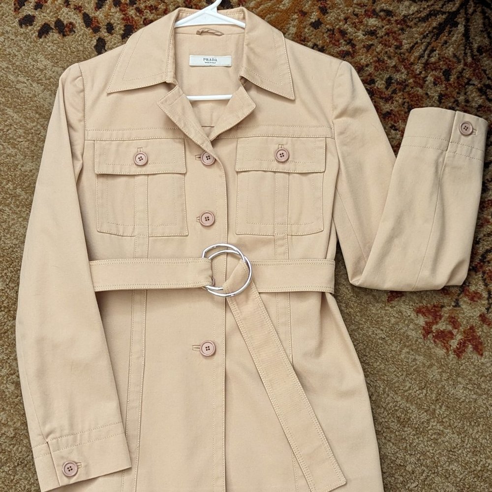 Prada Vintage 100% Cotton Beige Jacket Size 42, US 6, Made in Italy